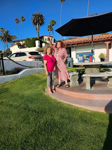 Customer photo review of V-neck Shirt Dress in Stripe Print