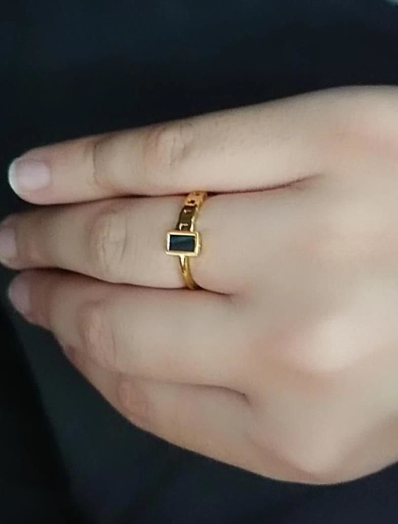 Customer photo review of Black Charm Ring- 18k Gold Plated