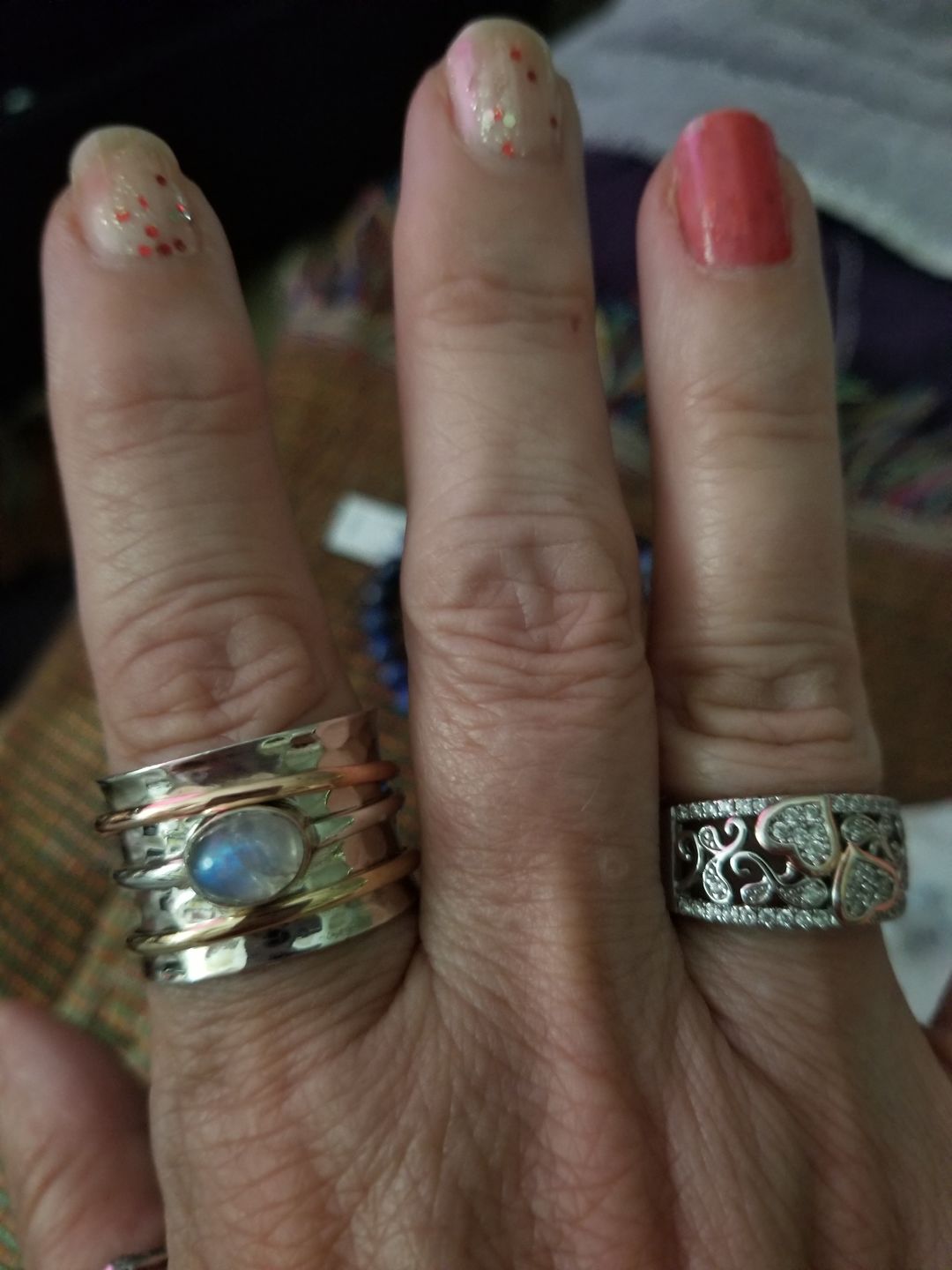 Customer photo review of Chunky Spinner Ring with Moonstone Sterling Silver