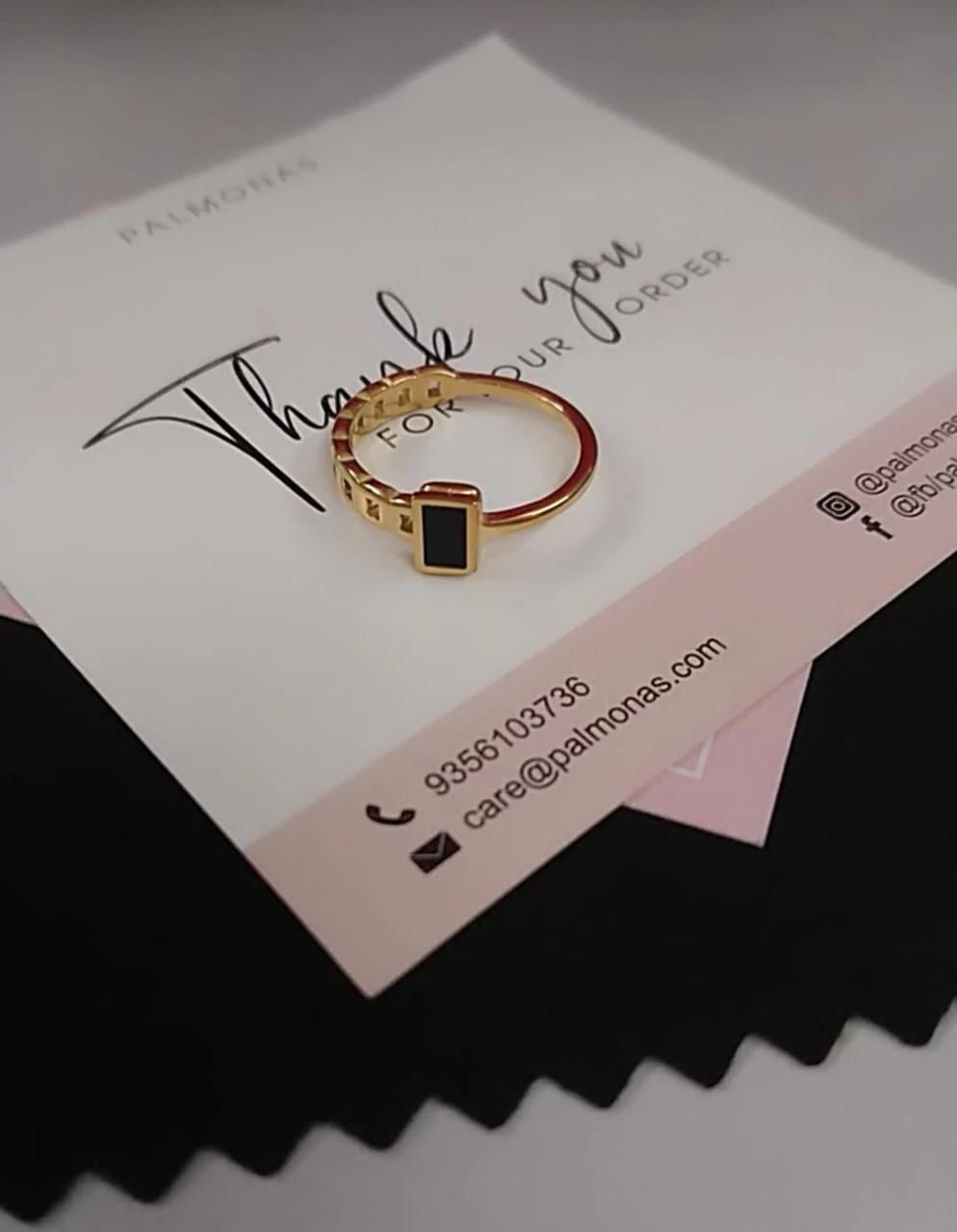 Customer photo review of Black Charm Ring- 18k Gold Plated