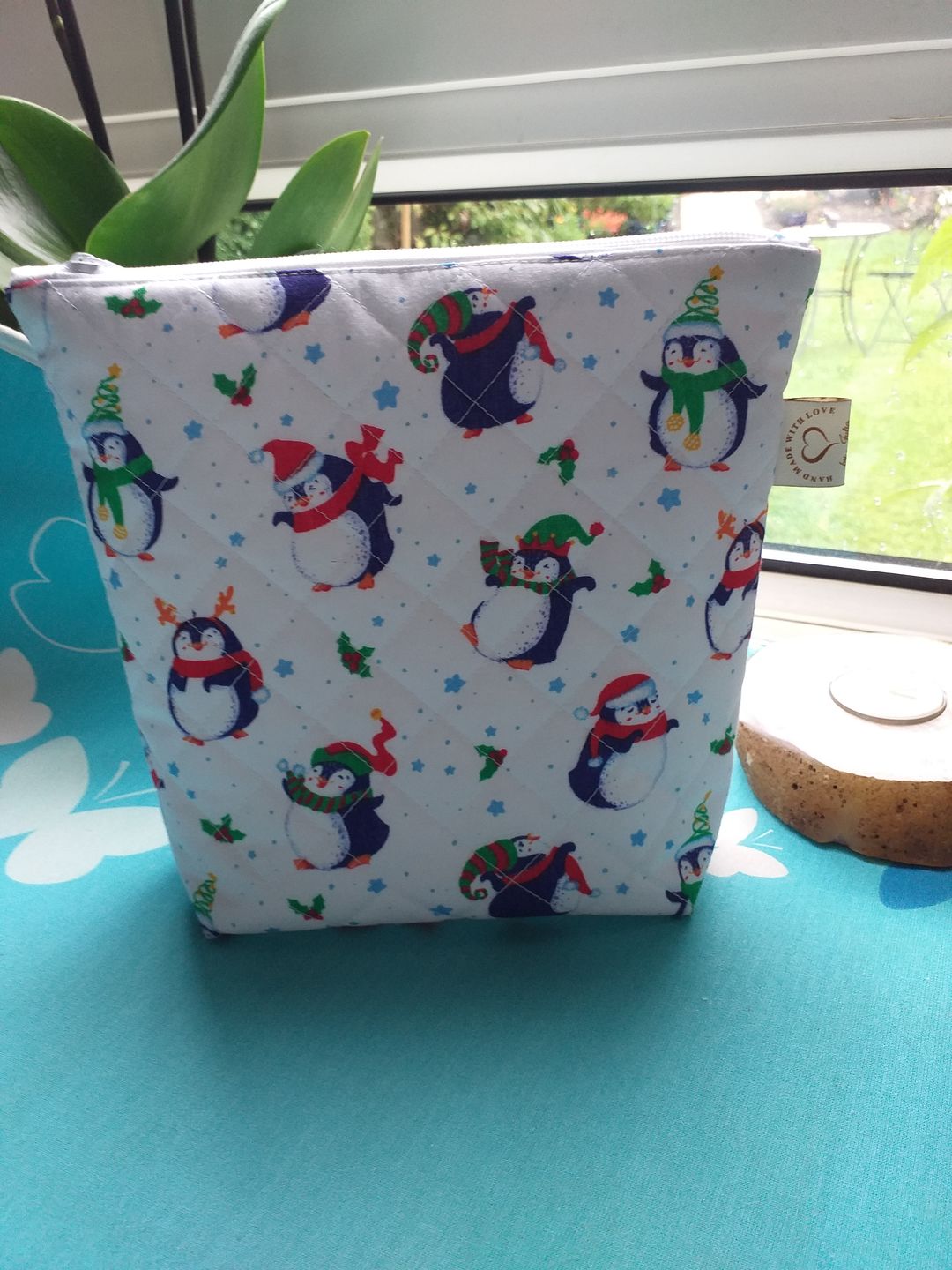 Customer photo review of Christmas Penguins on White Polycotton Fabric