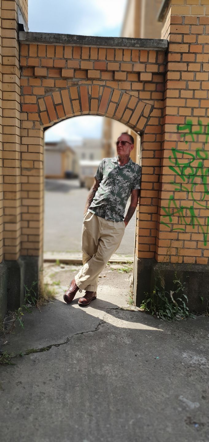 Customer photo review of 1930s IVY Style Double Pleated Chino Trousers - Khaki
