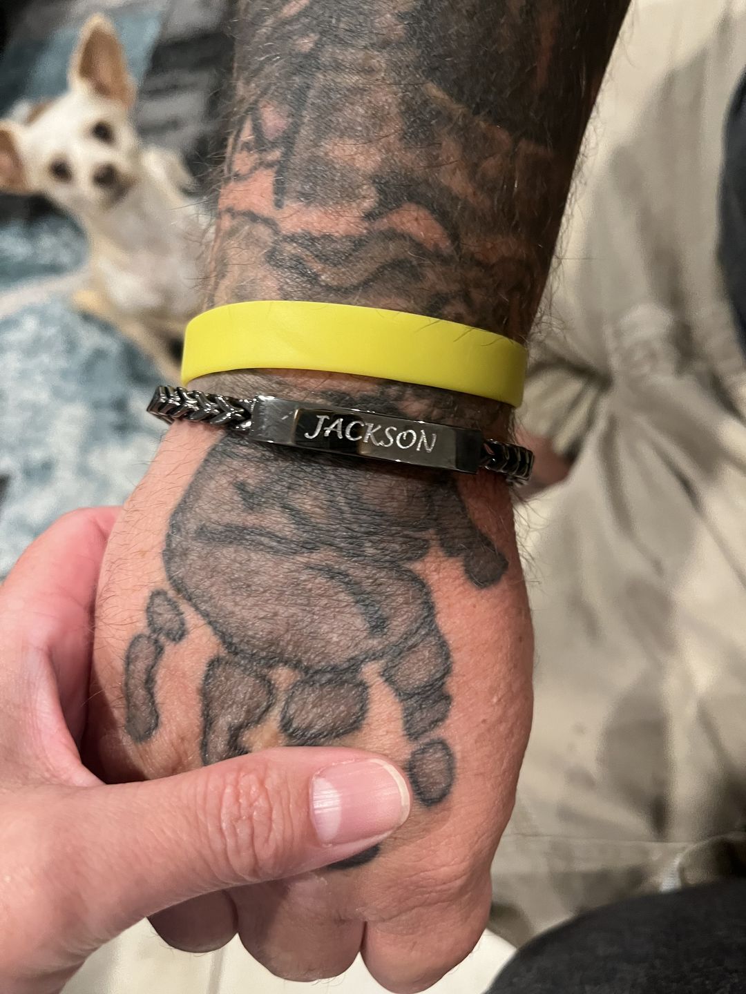 Customer photo review of 6mm Franco Link ID Urn Bracelet