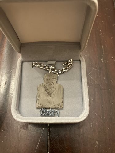 Customer photo review of Lovers Charm™ 18K Custom Engraved Necklace