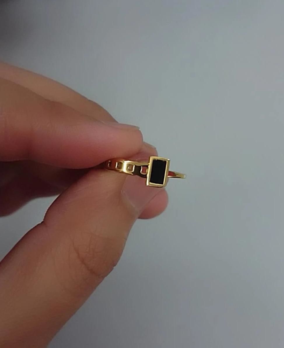 Customer photo review of Black Charm Ring- 18k Gold Plated