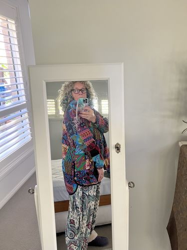 Customer photo review of Bohemian Patchwork Button up Hooded Jackets