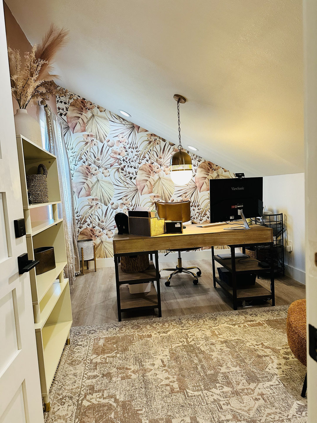 Customer photo review of Tropical Boho Leaves Wallpaper