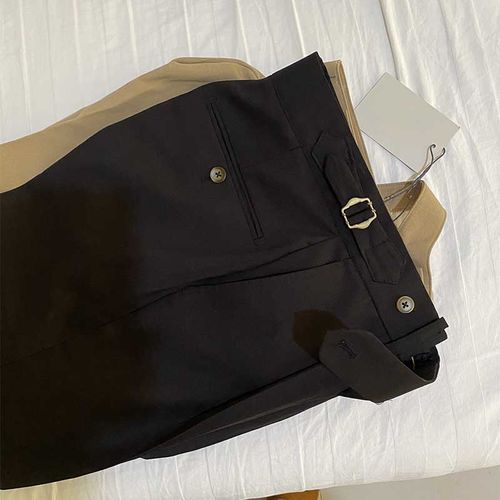 Customer photo review of Men's Business British Thin Retro High Waist Pants Casual Suit Pants