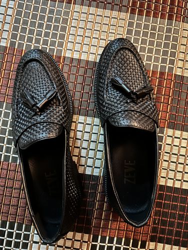 Customer photo review of Rocky Tassel Loafer - Black Woven Leather (Combat Sole)