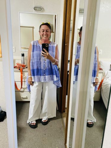 Customer photo review of Ravello Blouse Pacific Blue