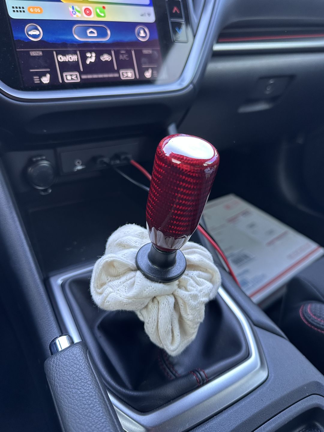 Customer photo review of Red Carbon Fiber Handle Shift Knob