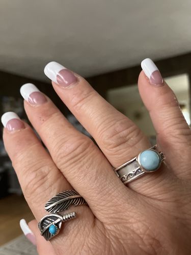 Customer photo review of Feather Ring with Turquoise Stone Sterling Silver