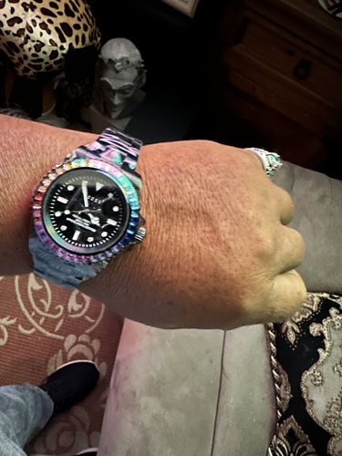 Customer photo review of Pascal Luxe Bezel Diamond Watch (Color Gemstone Bezel)