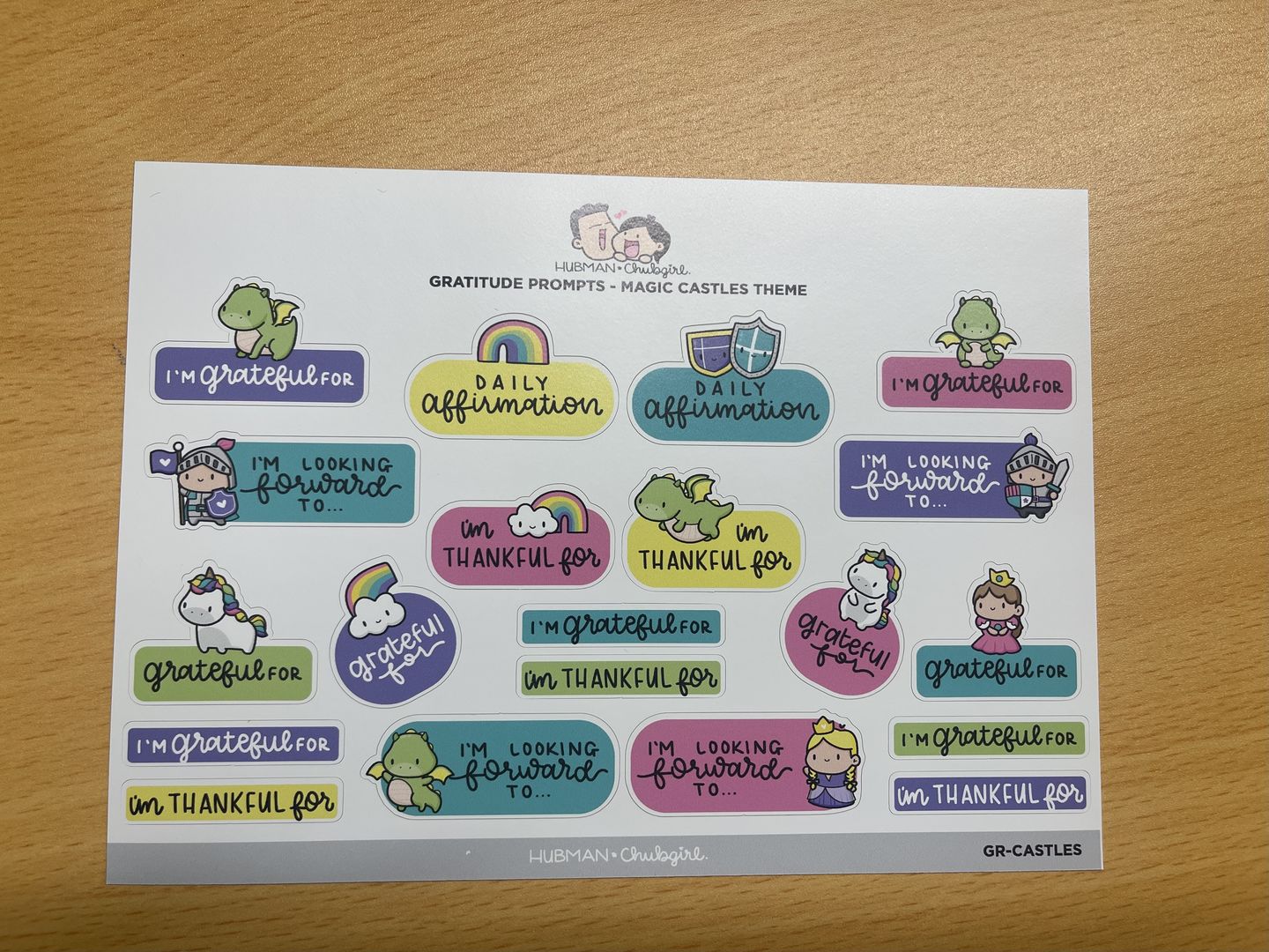 Customer photo review of Sticker Sheet - Gratitude Prompts Magic Castles Theme