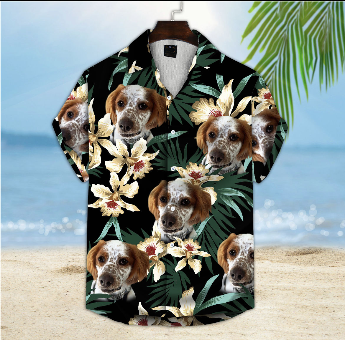 Customer photo review of Custom Hawaiian Shirt For Dog Lovers | Personalized Puppy Lovers Gift | Leaves & Flowers Pattern Dark Green Color Aloha Shirt
