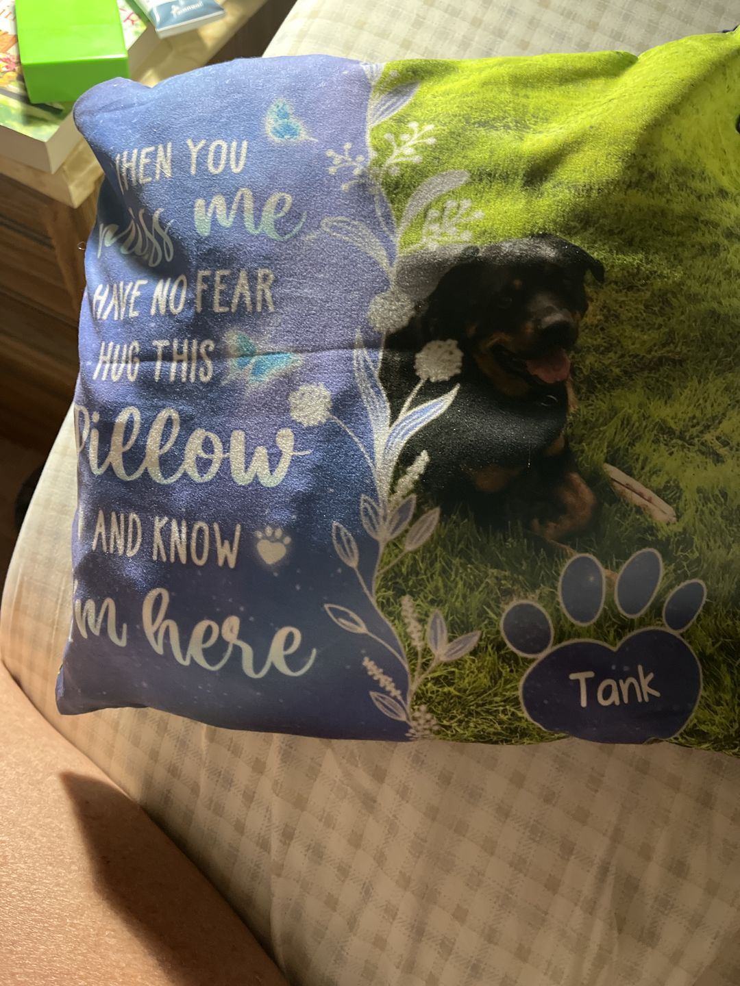 Customer photo review of Custom Photo My Love For You Is Always Here - Memorial Personalized Custom Pillow - Sympathy Gift, Gift For Pet Owners, Pet Lovers