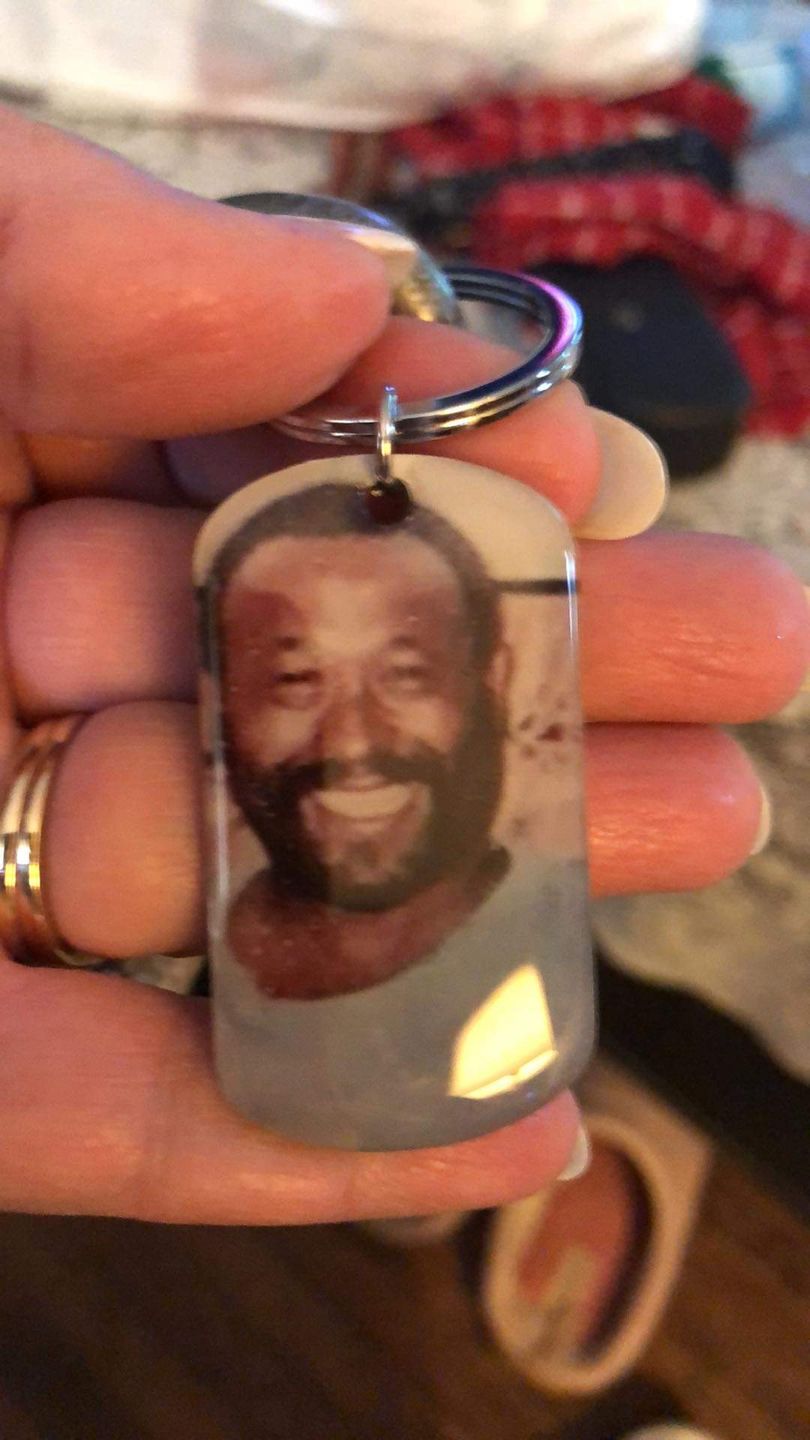 Customer photo review of I Will Carry You With Me Until, Personalized Keychain, Memorial Gifts, Custom Photo