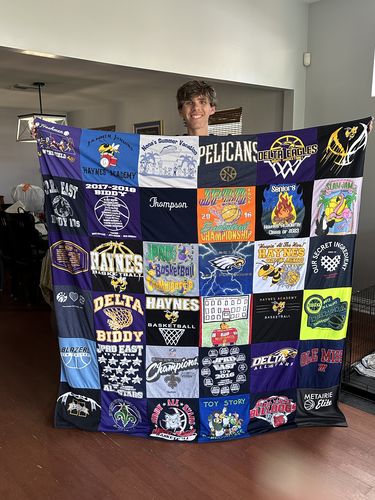 T-shirt quilt featuring haynes academy for advanced studies basketball, delta eagles basketball by Stacey from LA