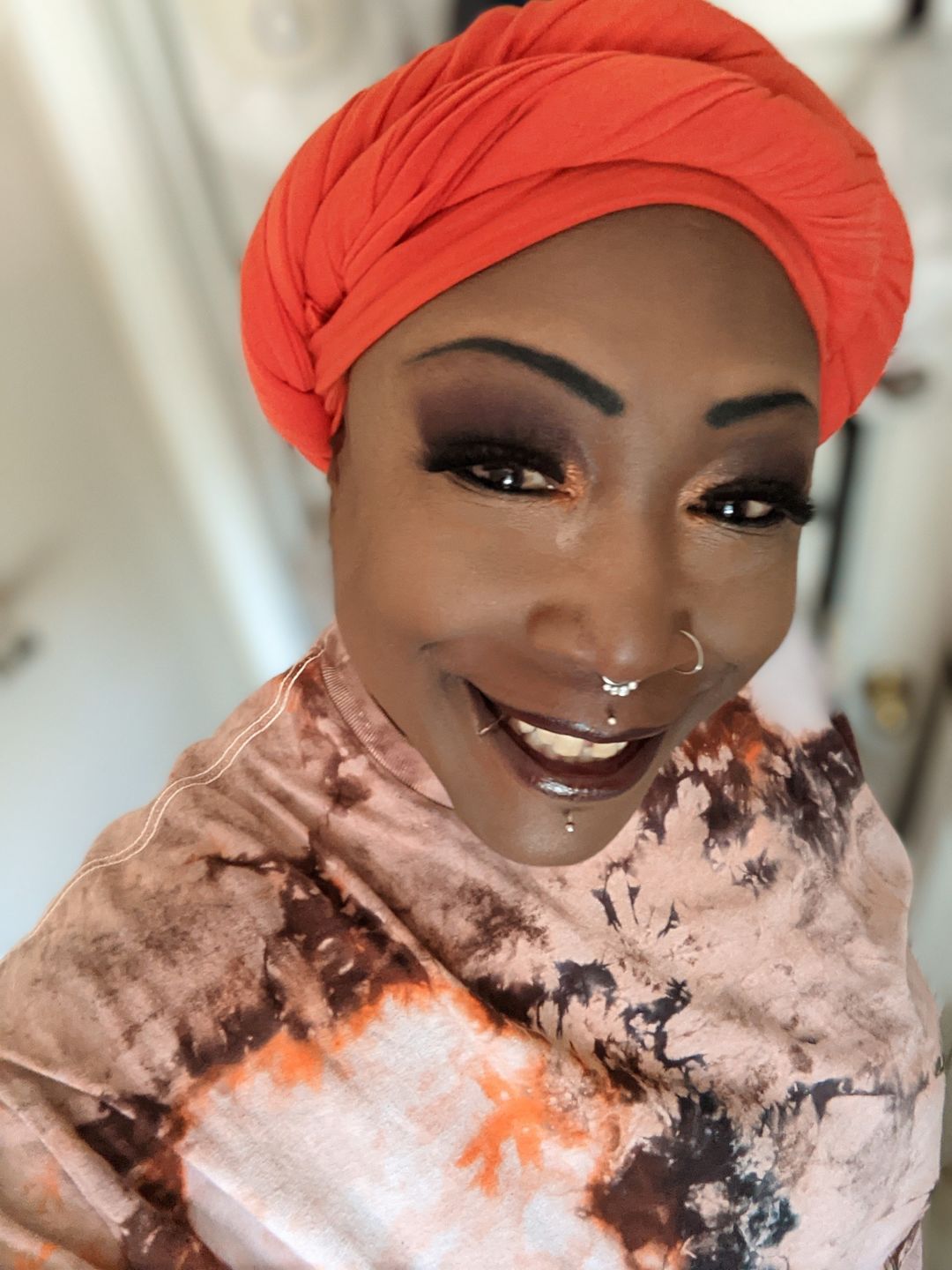 Customer photo review of Dirty Orange Liquid Infusion Tie Dye T Shirt