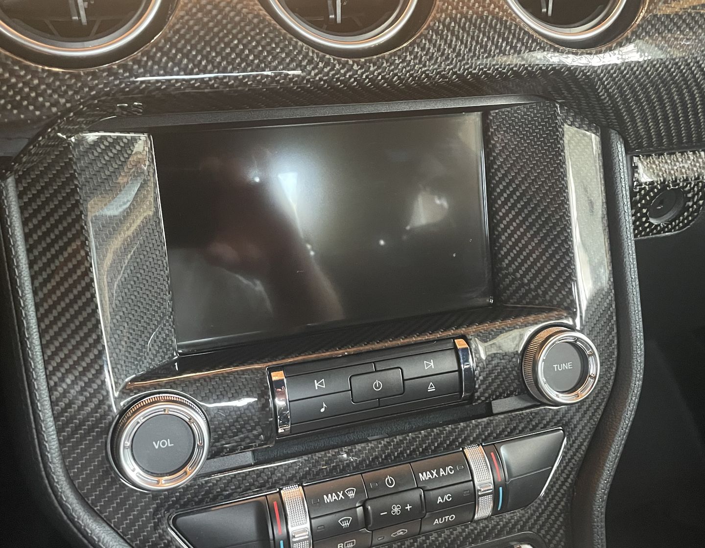 Customer photo review of REAL CARBON FIBER RADIO NAV TRIM COVER | 2015-2023 FORD MUSTANG