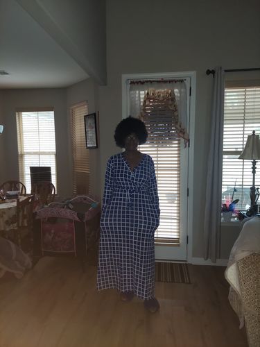 Customer photo review of Blue and White Maxi Dress