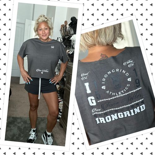 Customer photo review of Incarnate Gorilla Crop Top - Dark Gray