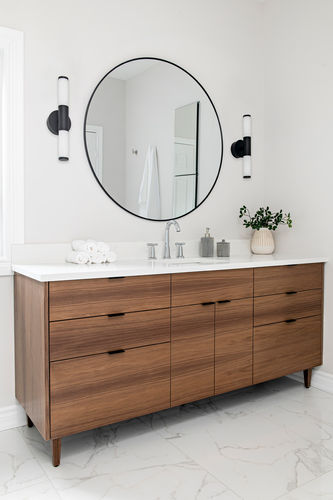 Customer photo review of Asher 72" American Black Walnut Bathroom Vanity, Double Sink