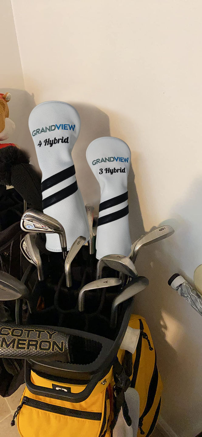Customer photo review of Personalized Diagonal Stripes Wood Head Covers With Your Logo