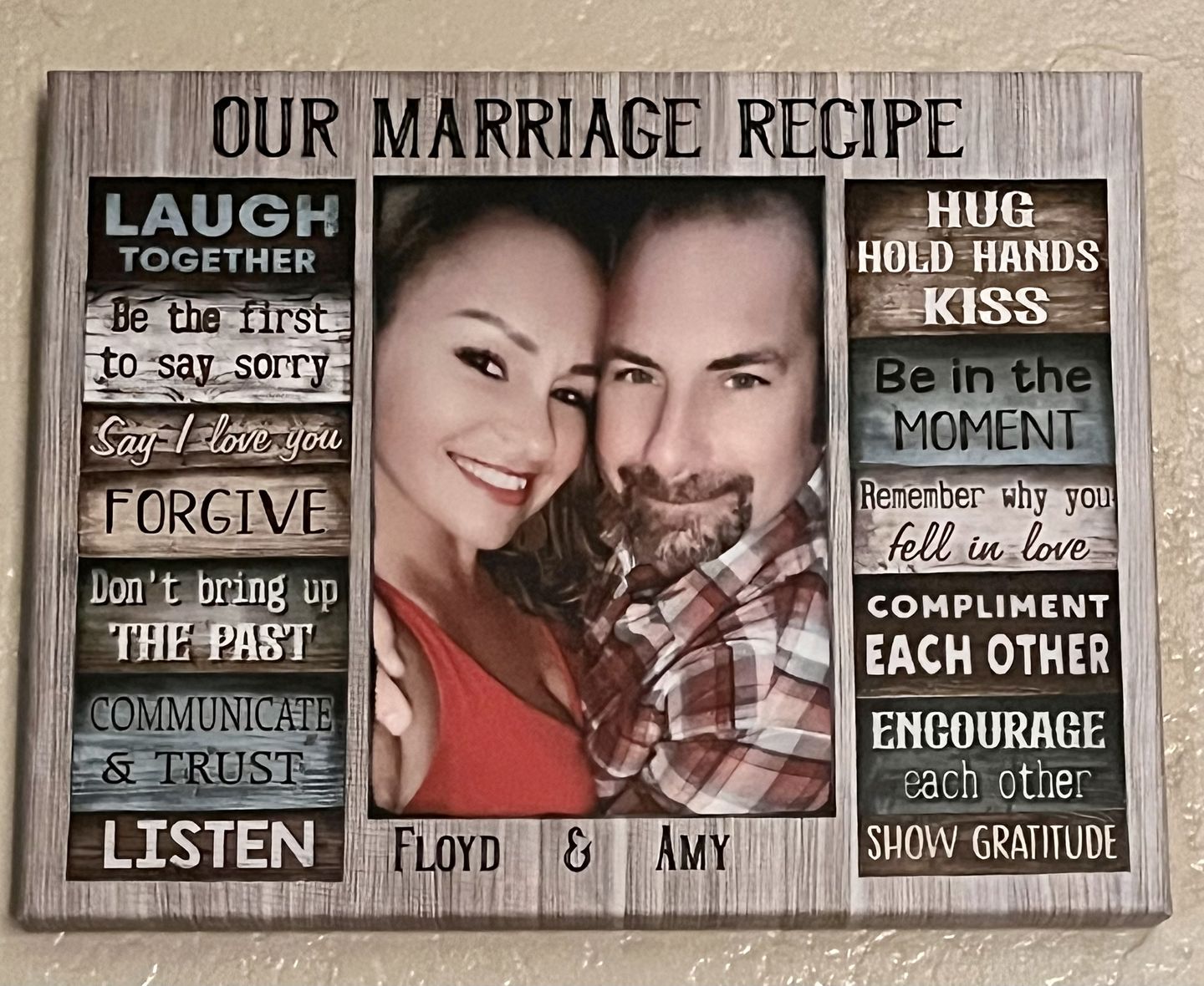 Customer photo review of Personalized Canvas Prints Custom Couple Photo and Name, For Our Forever Love, Marriage Recipe Dem Canvas