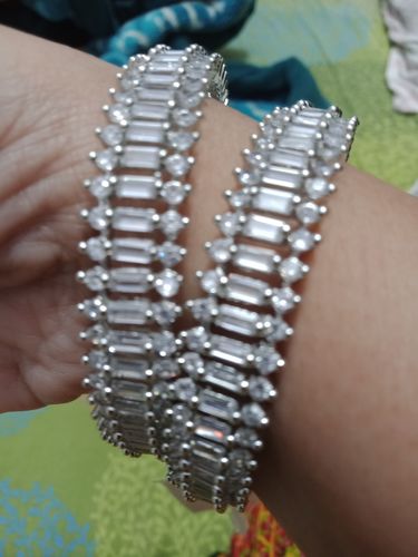 Customer photo review of Rubans Set of 2 Silver-Plated AD Studded Bangles