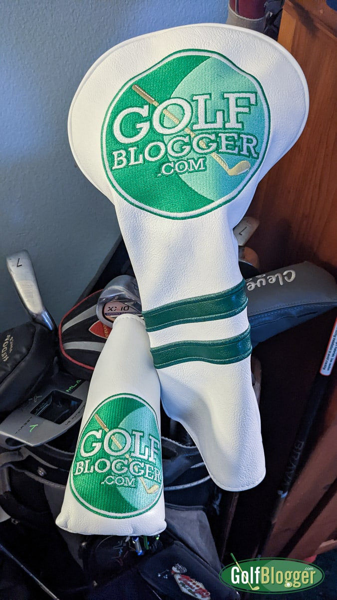 Customer photo review of Personalized Diagonal Stripes Wood Head Covers With Your Logo