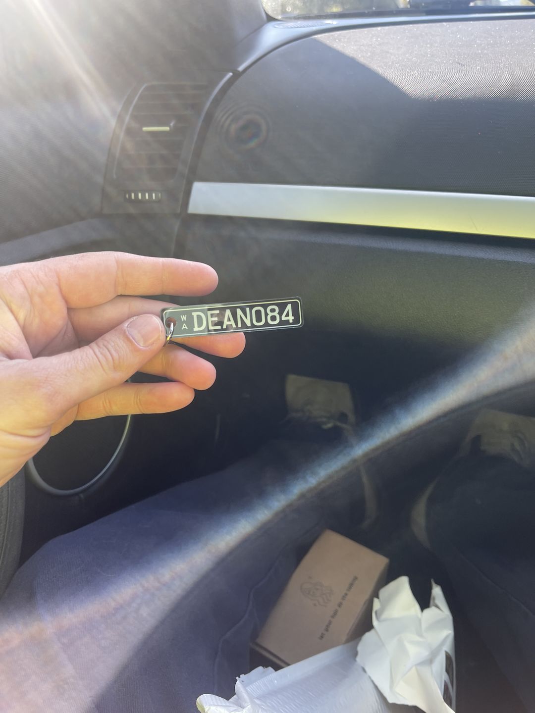 Customer photo review of WA Platinum Licence Plate Custom Keychain