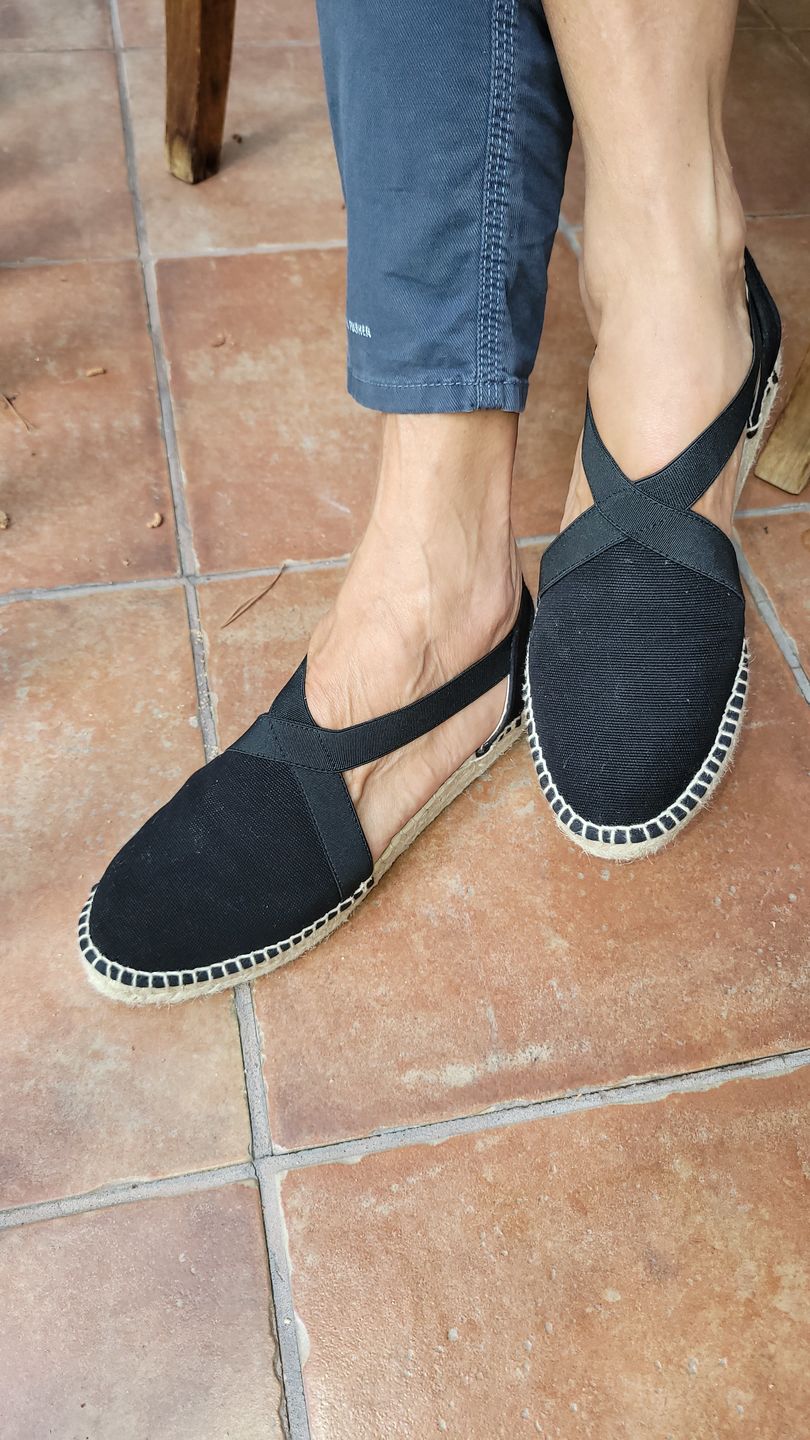 Customer photo review of Marseille Eco Canvas Vegan Espadrille Wedges - Black