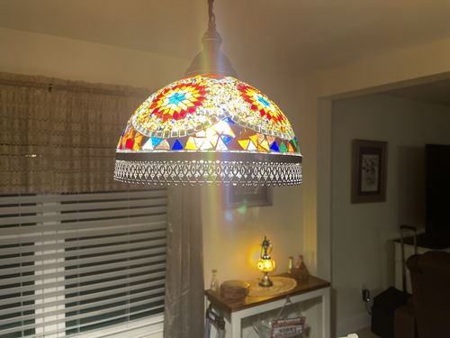Customer photo review of Turkish Handmade Mosaic Hanging Pendant - Kitchen Island Pendant code: 301