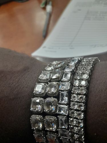 Customer photo review of White Gold Pure Water Emerald Cut Tennis Bracelet
