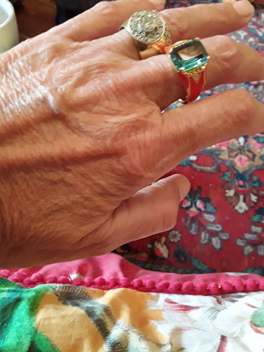 Customer photo review of Artdeco Prism Diamond Cocktail Ring (Orange & Blue)