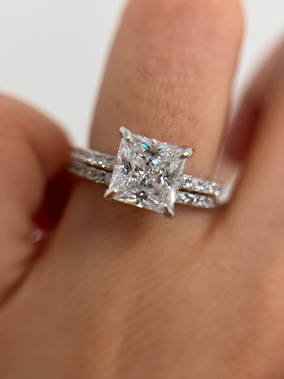 Customer photo review of S925 Square 2.0Ct Princess Cut Wedding Ring Set In Sterling Silver Stackable Ring Set For Women