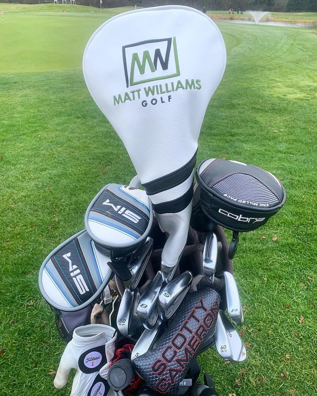 Customer photo review of Personalized Diagonal Stripes Wood Head Covers With Your Logo