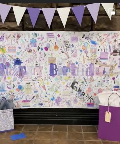 Customer photo review of Happy Birthday Table Top Coloring Banner