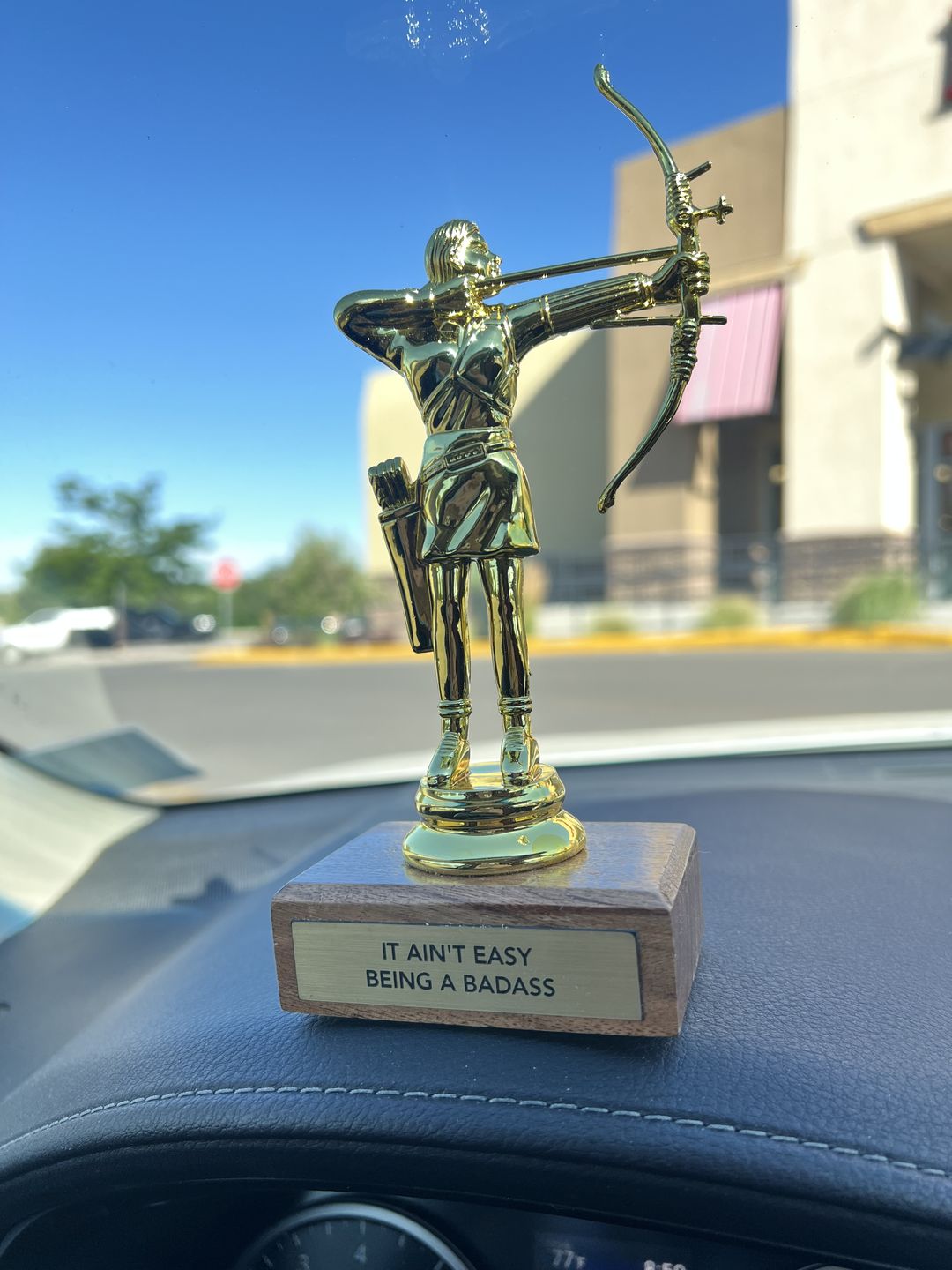Customer photo review of PREORDER - IT AIN'T EASY BEING A BADASS trophy