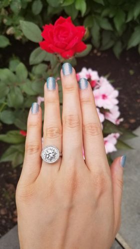 Customer photo review of Cable Halo CZ Ring in Sterling Silver