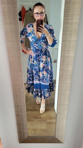 Customer photo review of Emery Blue Floral Print Maxi Dress