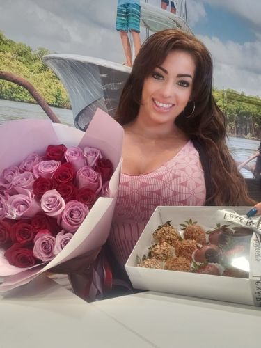 Customer photo review of Red & Purple Bouquet