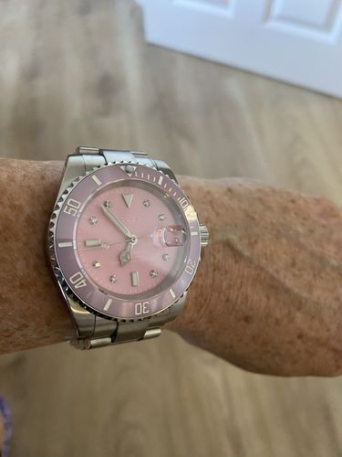 Customer photo review of Pascal Royal Luxe Diamond Watch (Pink Bezel)