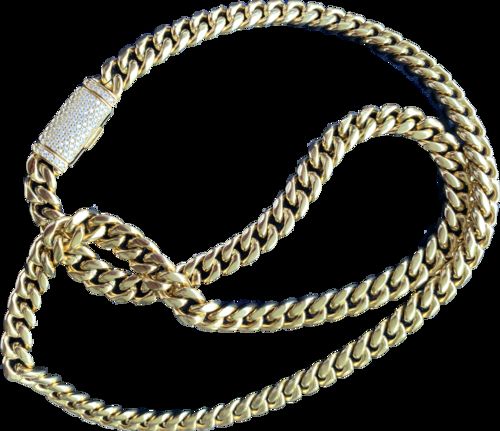 Customer photo review of Gold Miami Cuban Chain With VVS Moissanite Clasp