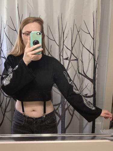Customer photo review of Celestial Dragons Crop Top Sweater