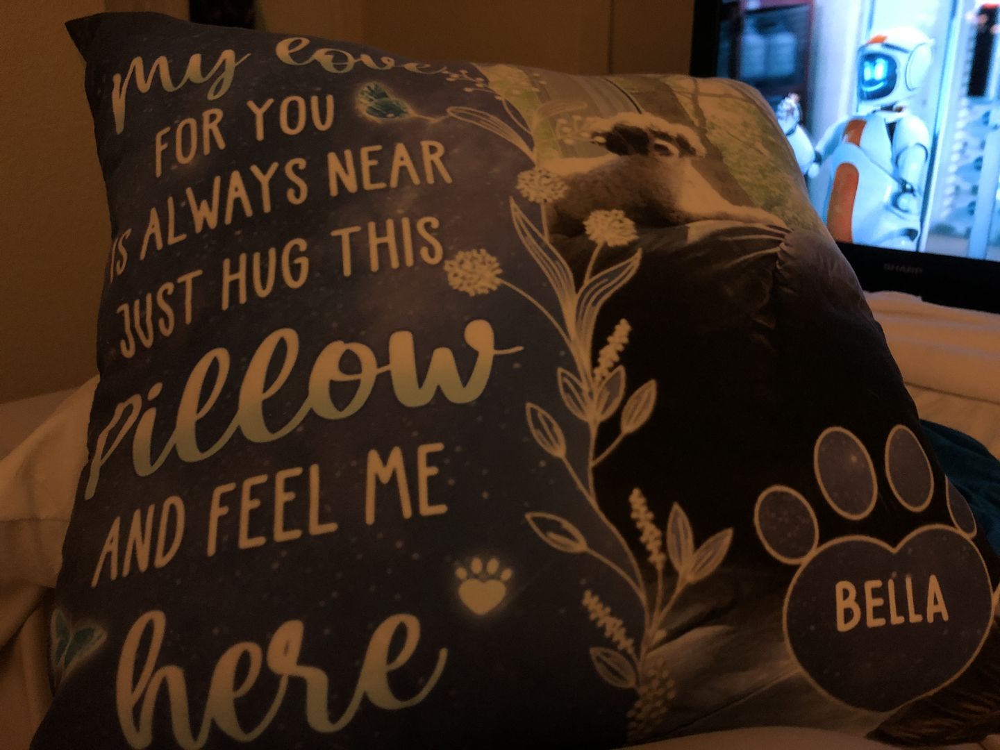 Customer photo review of Custom Photo My Love For You Is Always Here - Memorial Personalized Custom Pillow - Sympathy Gift, Gift For Pet Owners, Pet Lovers