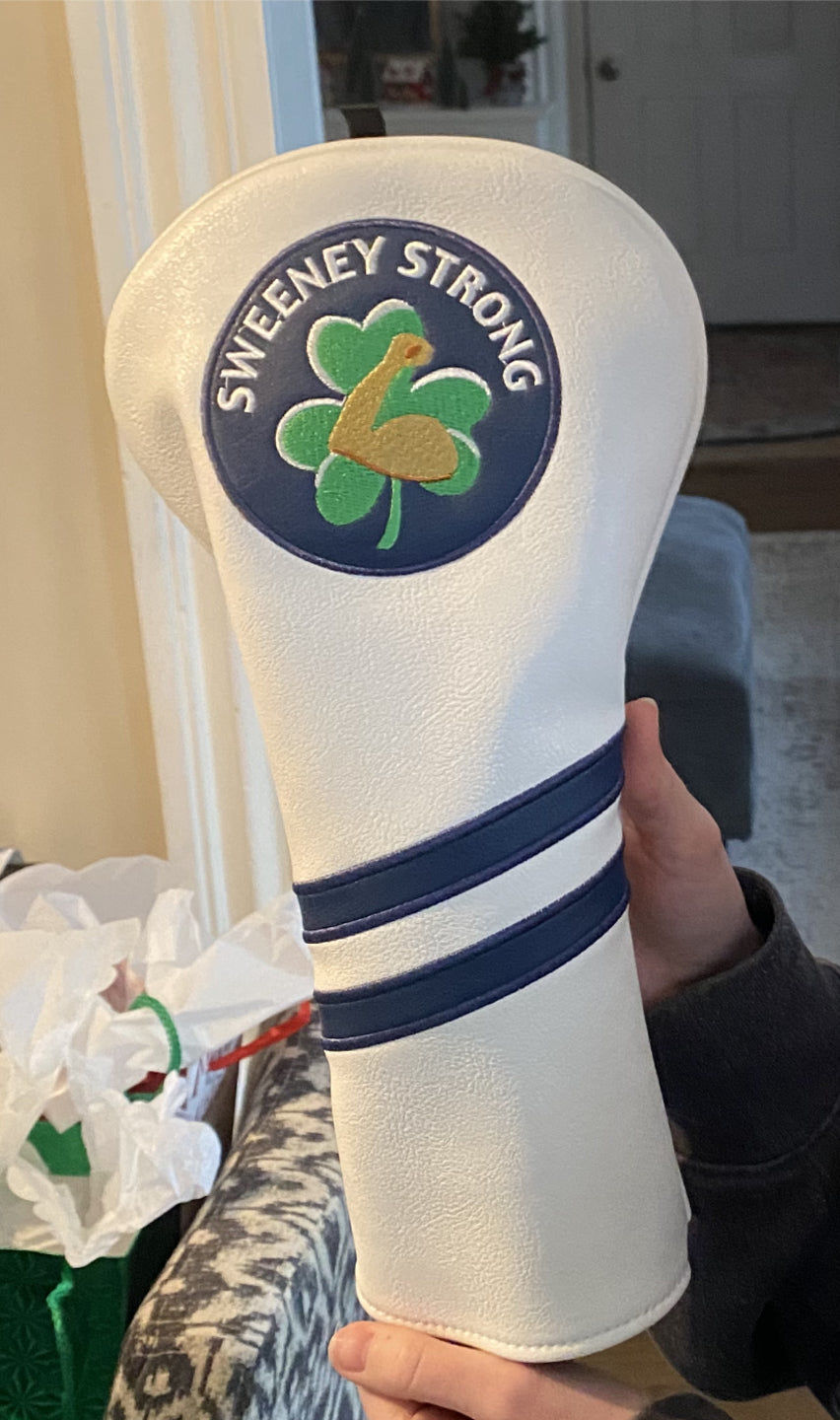 Customer photo review of Personalized Diagonal Stripes Wood Head Covers With Your Logo