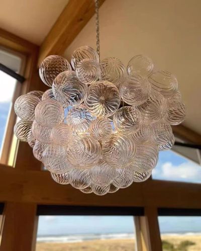 Customer photo review of Modern Cluster Glass Globe Bubble Chandelier