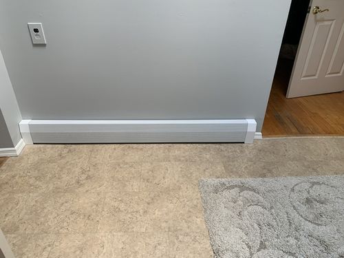 Customer photo review of EZ Snap Covers Standard Height 7 1/2" White Baseboard Heater Cover Kit with 2 Closed End Caps